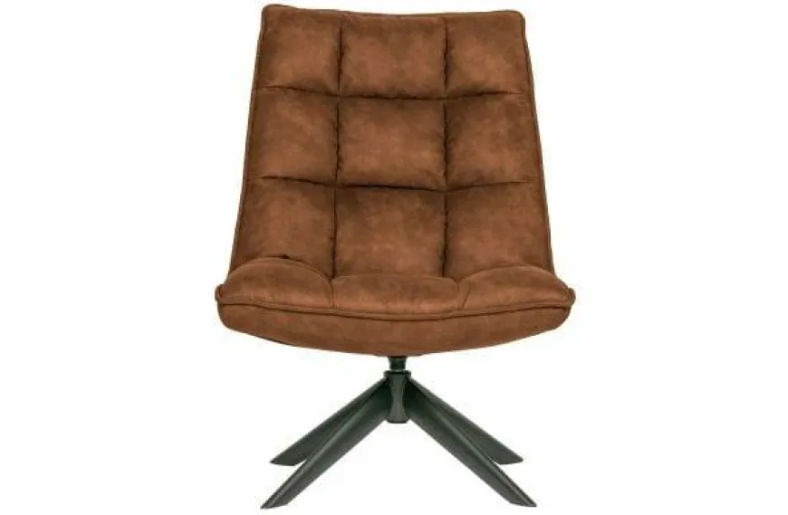 Woood Jouke draaifauteuil kunstleer - Groen en Cognac