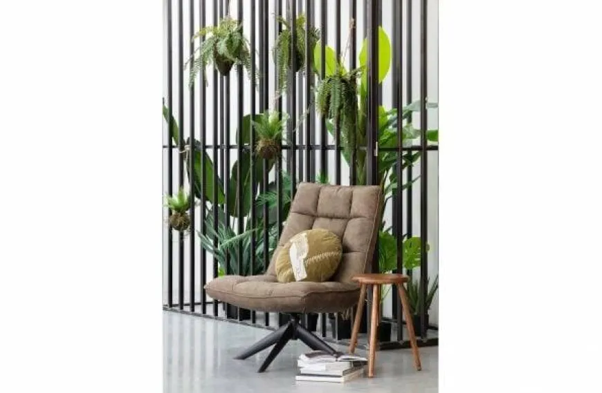 Woood Jouke draaifauteuil kunstleer - Groen en Cognac