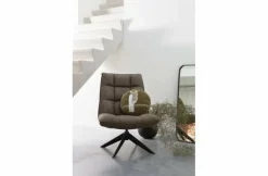 Woood Jouke draaifauteuil kunstleer - Groen en Cognac
