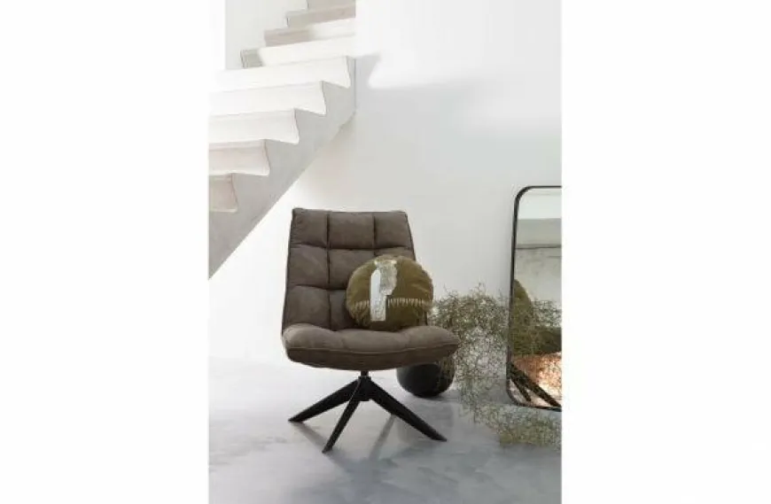 Woood Jouke draaifauteuil kunstleer - Groen en Cognac