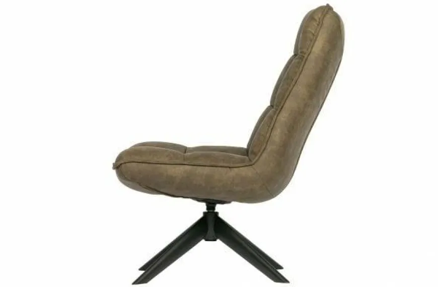 Woood Jouke draaifauteuil kunstleer - Groen en Cognac