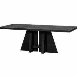 Woood Kean eettafel met middenpoot mango zwart 220x100cm