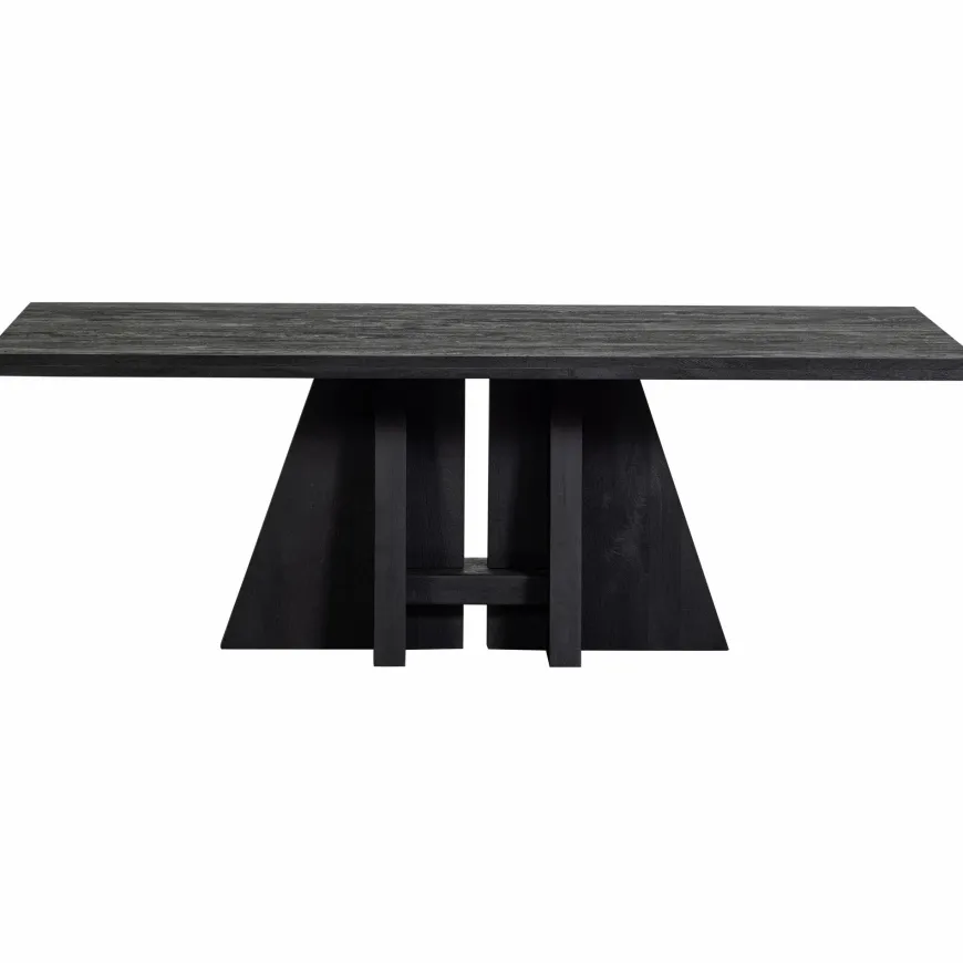 Woood Kean eettafel met middenpoot mango zwart 220x100cm