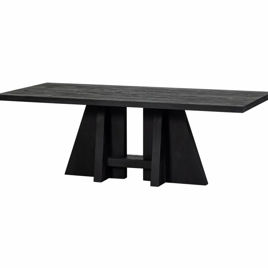 Woood Kean eettafel met middenpoot mango zwart 220x100cm