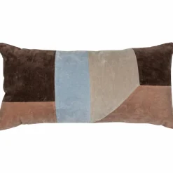 Woood Laon kussens velvet naturel/blauw - set van 3