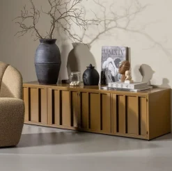 Woood Level tv-meubel metaal honinggeel 44x160cm