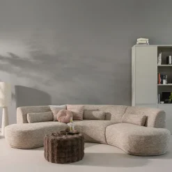 Woood Loft vloerlamp metaal/boucle naturel met stippen 130xo30cm