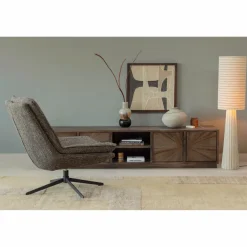 Woood Loft vloerlamp metaal/boucle naturel met strepen 130xo30cm