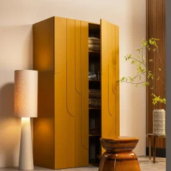 Woood Loft vloerlamp metaal/bouclé naturel 130xø30cm