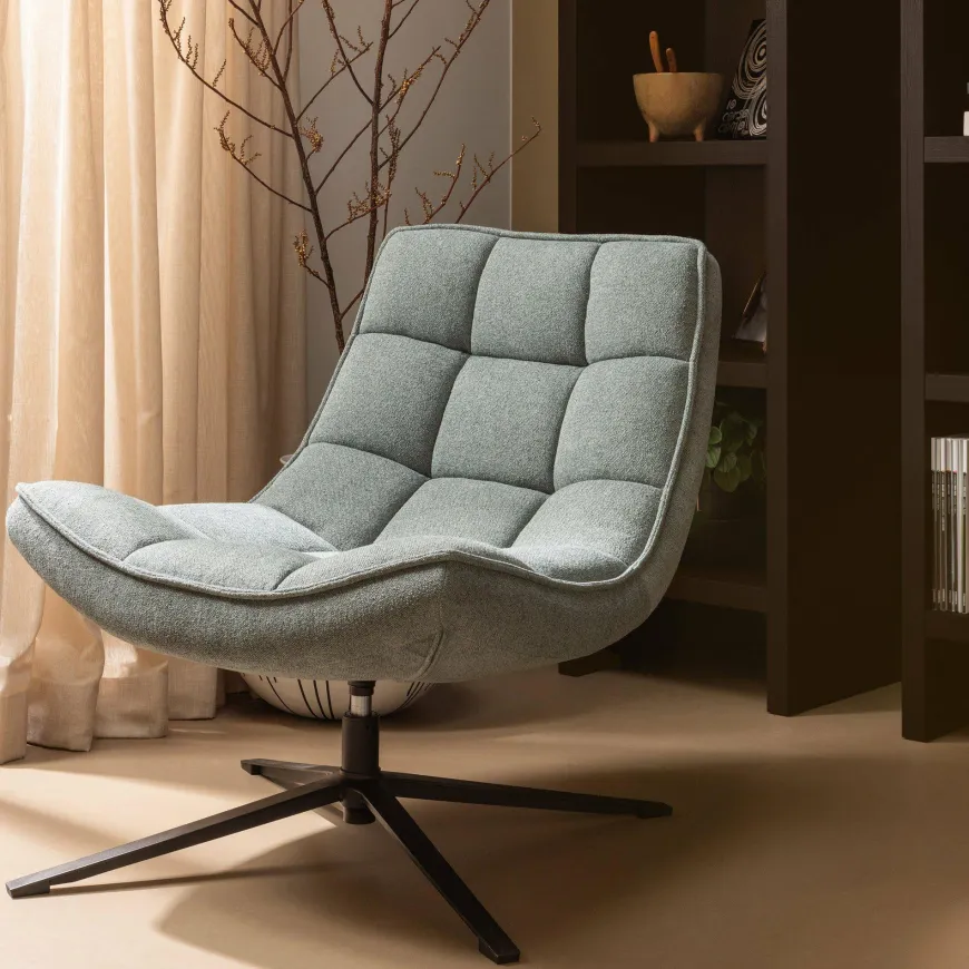 Woood Maudi draaifauteuil blue stone