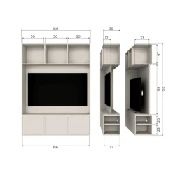 Woood Meggy tv opbergkast 160 cm grenen dust [fsc]