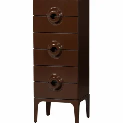 Woood MERGE ladekast 6 lades hout bruin/rood