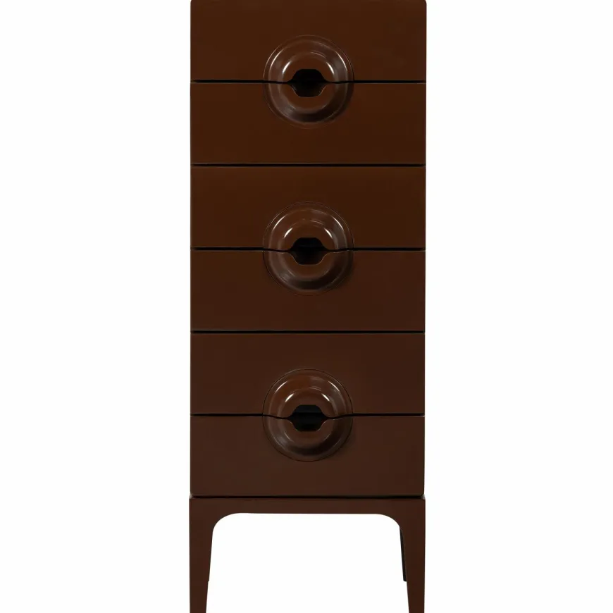 Woood MERGE ladekast 6 lades hout bruin/rood