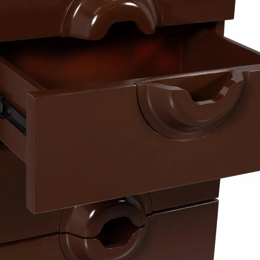 Woood MERGE ladekast 6 lades hout bruin/rood