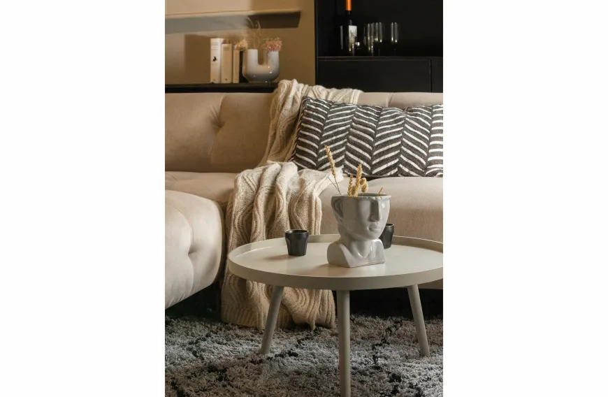 Woood Mesa Bijzettafel L Hout Antique Beige 34 X Ø 60