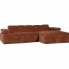 Woood Mojo Chaise Longue Bank Rechts Geweven Ribstof Roestbruin