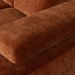 Woood Mojo Chaise Longue Bank Rechts Geweven Ribstof Roestbruin