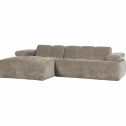 Woood Mojo Chaise Longue Bank Links Geweven Ribstof Donkerzand