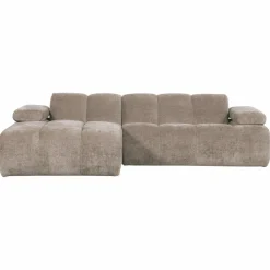 Woood Mojo Chaise Longue Bank Links Geweven Ribstof Donkerzand