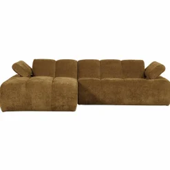 Woood Mojo Chaise Longue Bank Links Geweven Ribstof Honinggeel