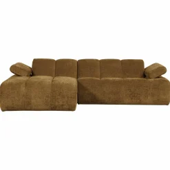 Woood Mojo Chaise Longue Bank Links Geweven Ribstof Honinggeel