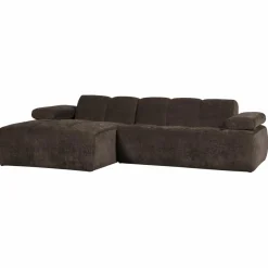 Woood Mojo Chaise Longue Bank Links Geweven Ribstof Bruin