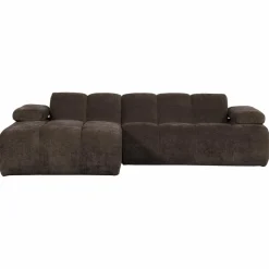 Woood Mojo Chaise Longue Bank Links Geweven Ribstof Bruin