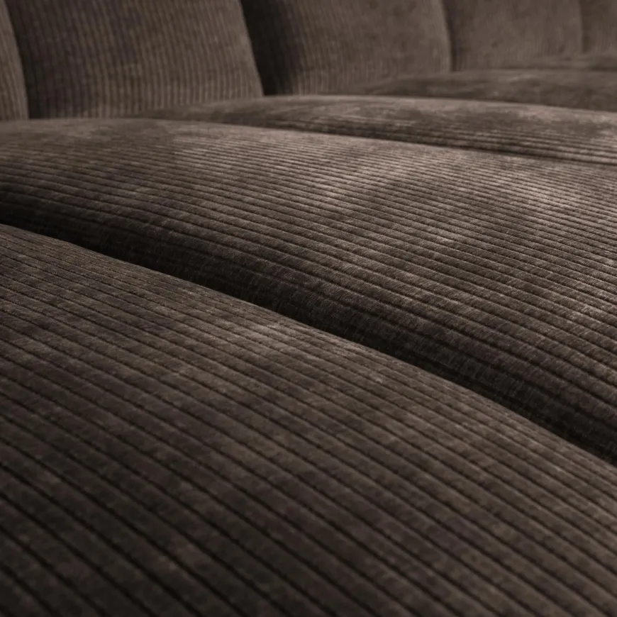 Woood Mojo Chaise Longue Bank Links Geweven Ribstof Bruin