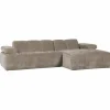 Woood Mojo chaise longue bank rechts ribstof donkerzand