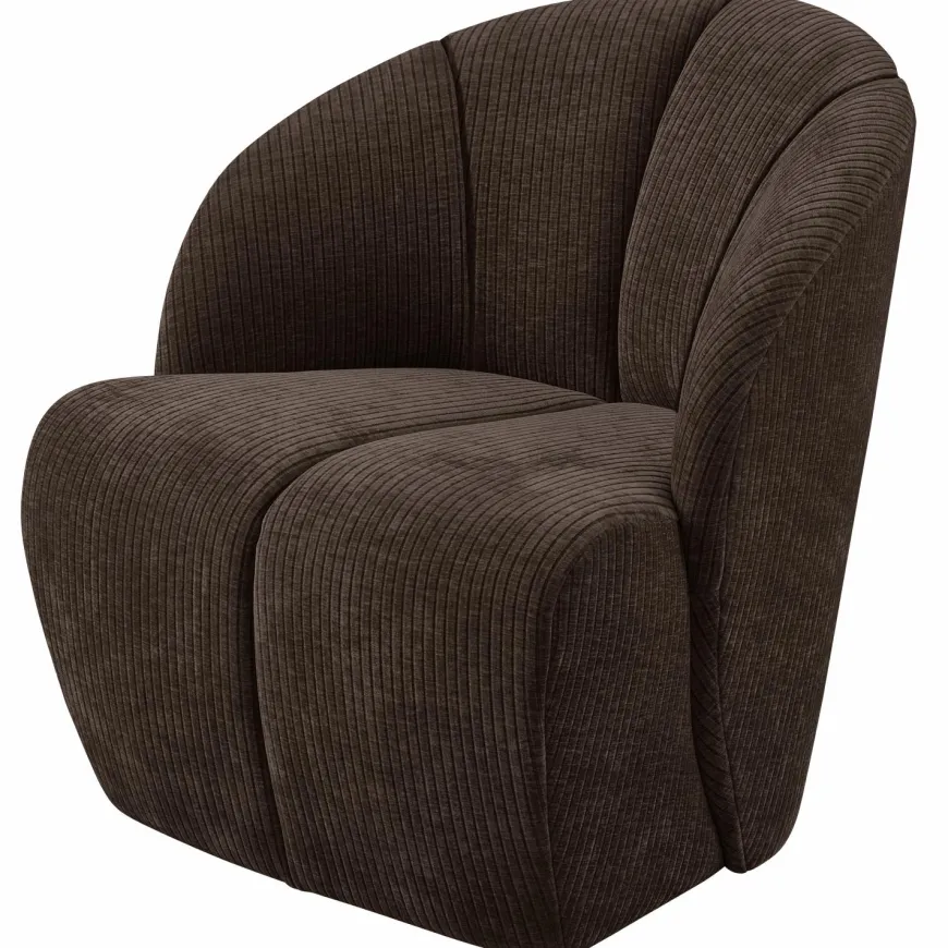 Woood MOJO draaifauteuil geweven ribstof bruin