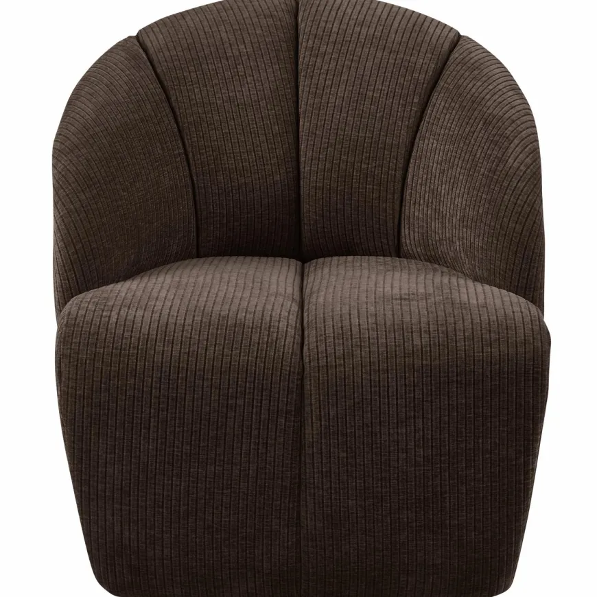 Woood MOJO draaifauteuil geweven ribstof bruin