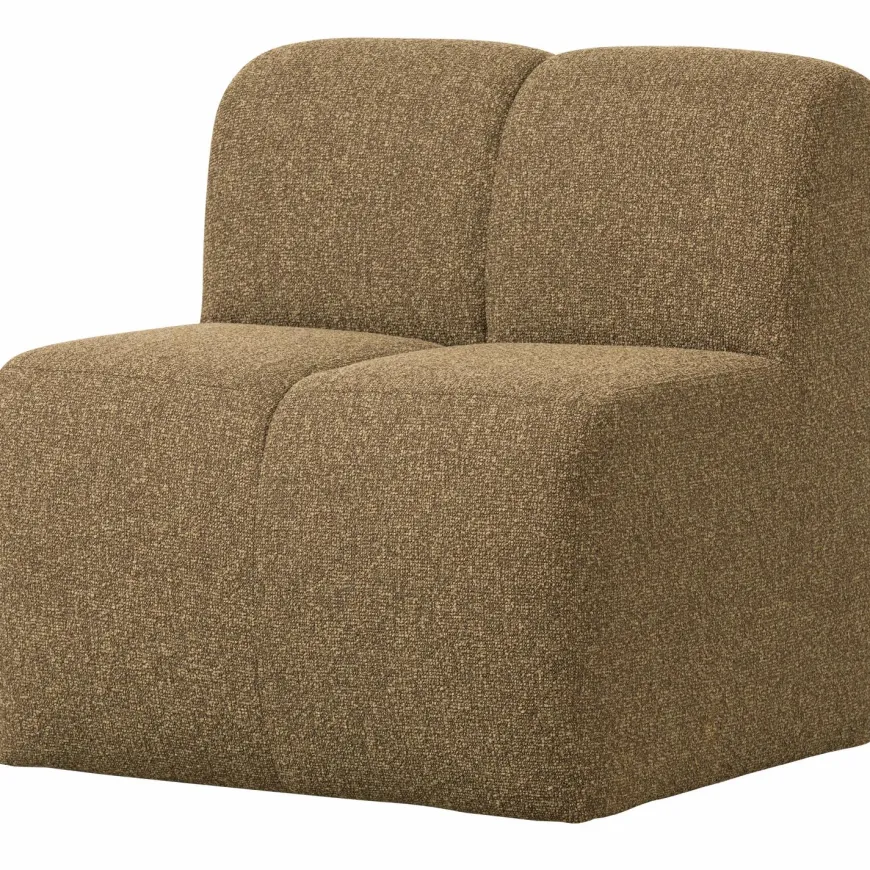 Woood Mojo Eetbankje 84cm Met Rugleuning Boucle Geel/Bruin Melange