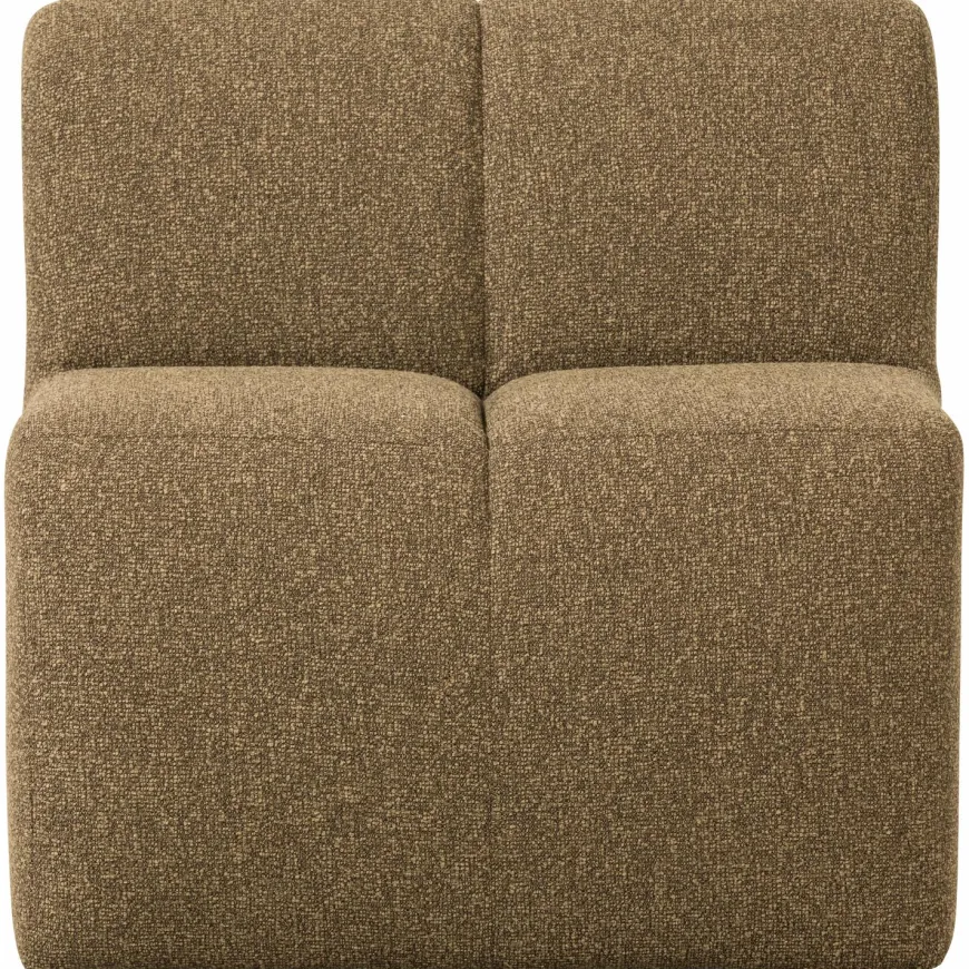 Woood Mojo Eetbankje 84cm Met Rugleuning Boucle Geel/Bruin Melange