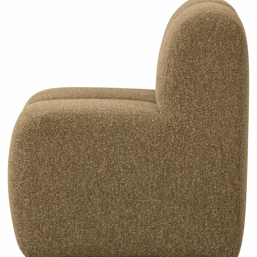 Woood Mojo Eetbankje 84cm Met Rugleuning Boucle Geel/Bruin Melange