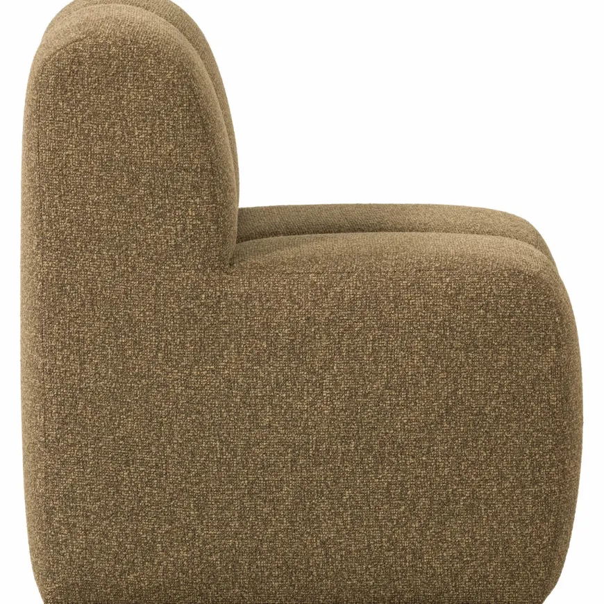 Woood Mojo Eetbankje 84cm Met Rugleuning Boucle Geel/Bruin Melange