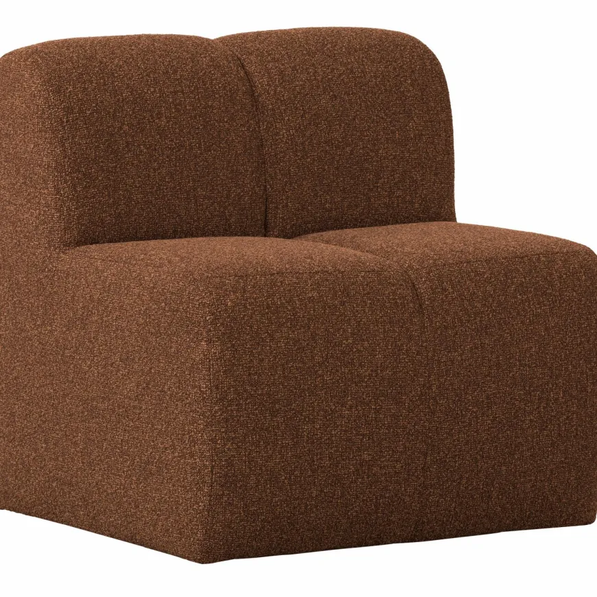 Woood Mojo Eetbankje 84cm Met Rugleuning Boucle Roestbruin Melange
