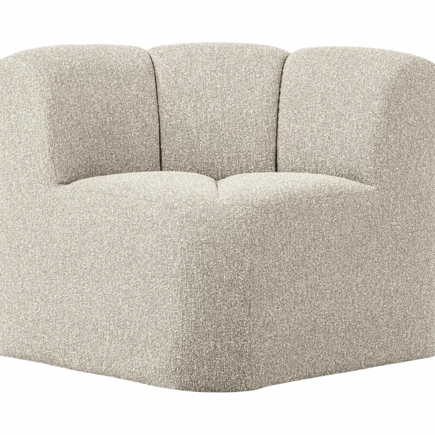 Woood Mojo Eetbankje Hoek Met Rugleuning Boucle Beige Melange