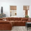 Woood Mojo Hoekbank Links Geweven Ribstof Roestbruin
