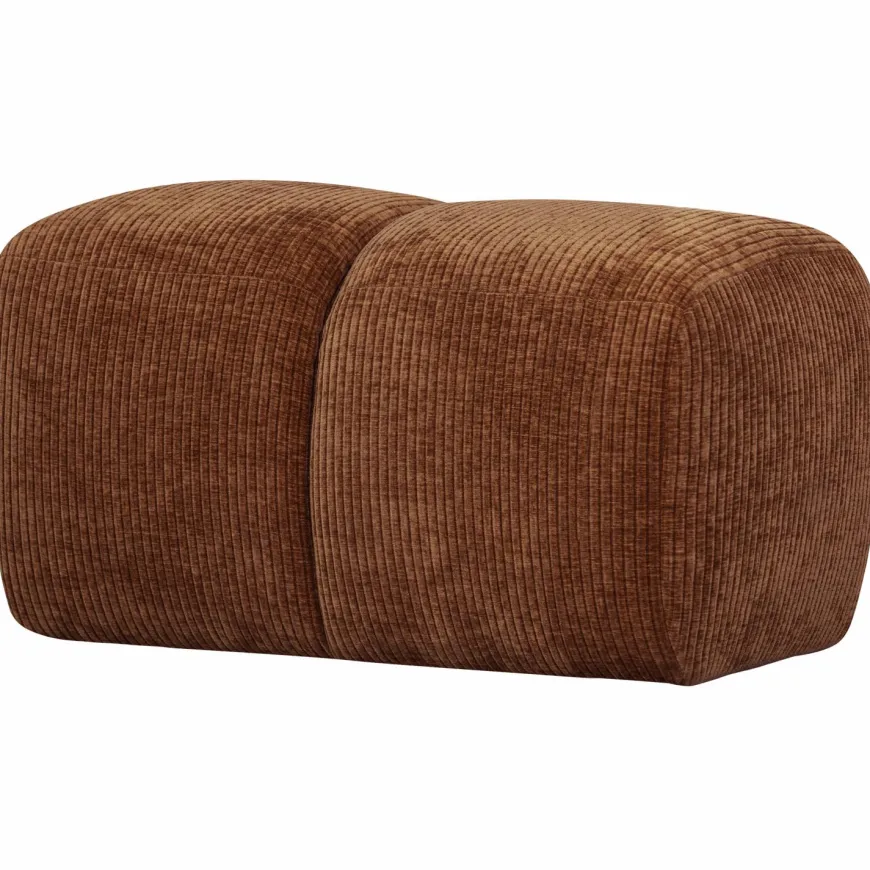 Woood Mojo poef 45x84x64cm geweven ribstof roestbruin
