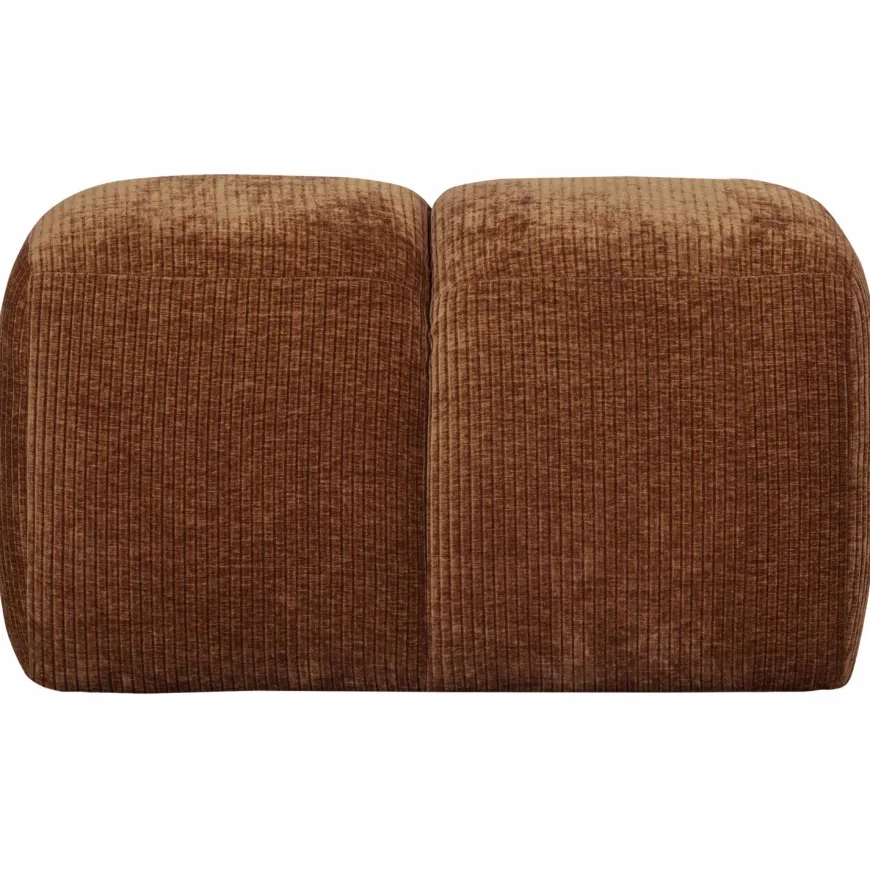Woood Mojo poef 45x84x64cm geweven ribstof roestbruin