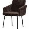 Woood MOUNT eetkamerstoel met armleuning 3D chenille donkerbruin
