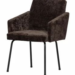 Woood MOUNT eetkamerstoel met armleuning 3D chenille donkerbruin