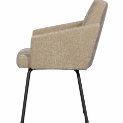 Woood MOUNT eetkamerstoel met armleuning 3D chenille zand