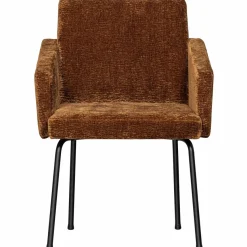 Woood MOUNT eetkamerstoel met armleuning 3D chenille midden bruin