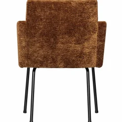 Woood MOUNT eetkamerstoel met armleuning 3D chenille midden bruin