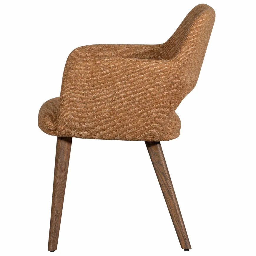 Woood Murat eetkamerstoel geel met houten poot mystic brown
