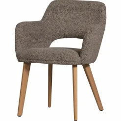 Woood Murat eetkamerstoel taupe met houten poot naturel