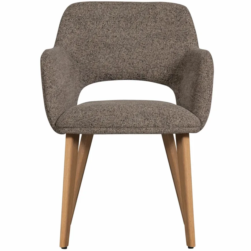 Woood Murat eetkamerstoel taupe met houten poot naturel