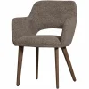 Woood Murat eetkamerstoel taupe met houten poot mystic brown