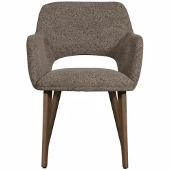 Woood Murat eetkamerstoel taupe met houten poot mystic brown